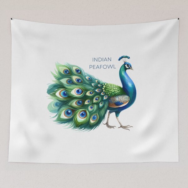 Item preview, Majestuoso pavo real indio - Acuarela artística designed and sold by KNAA.