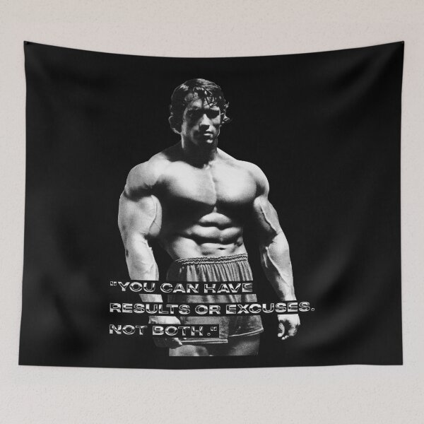 Item preview, "You can have results or excuses. Not both." Arnold Schwarzenegger Fan art. designed and sold by HuzaifaNaveedh.