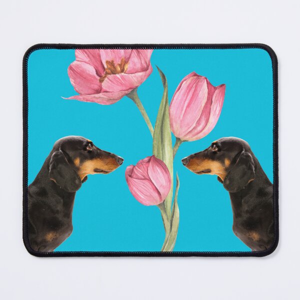 Item preview, Dachshunds with Pink Tulips designed and sold by Fionamyles.