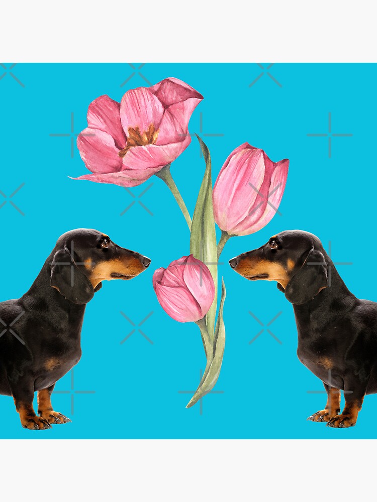 Thumbnail 4 of 4, Clock, Dachshunds with Pink Tulips designed and sold by Fionamyles.