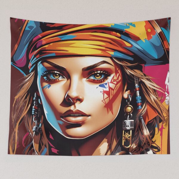Item preview, Pirate Mystic Gaze: The Ocean's Allure Colourful Strokes designed and sold by ArtComixHaven.