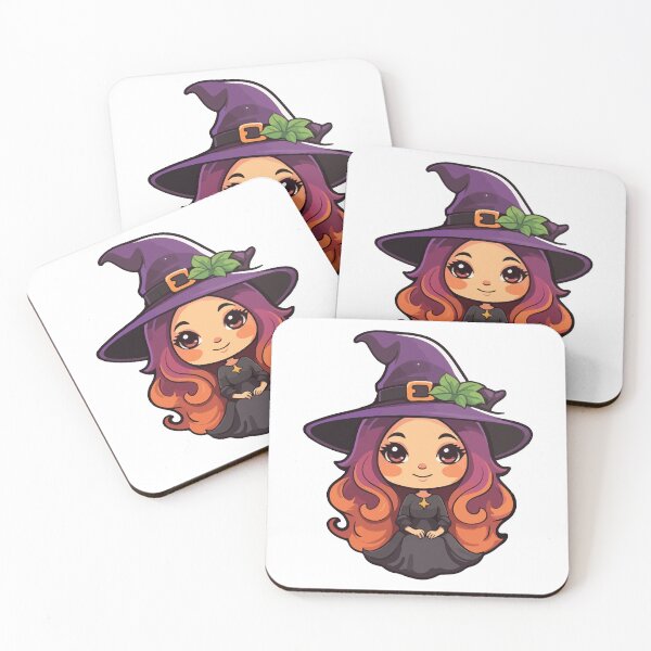 Aperçu de l'œuvre Heureuse adorable sorcière aux cheveux colorés créée et vendue par StickerLab4.