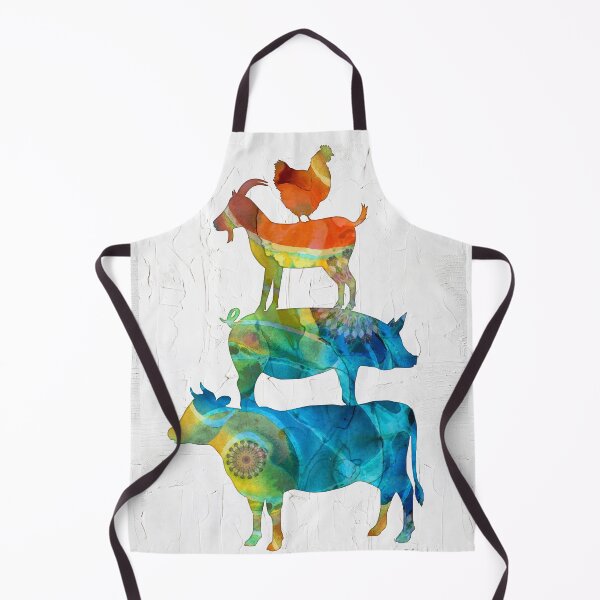 Item preview, Colorful Farm Friends Cow Pig Goat Chicken Art designed and sold by Sharon Cummings Art.
