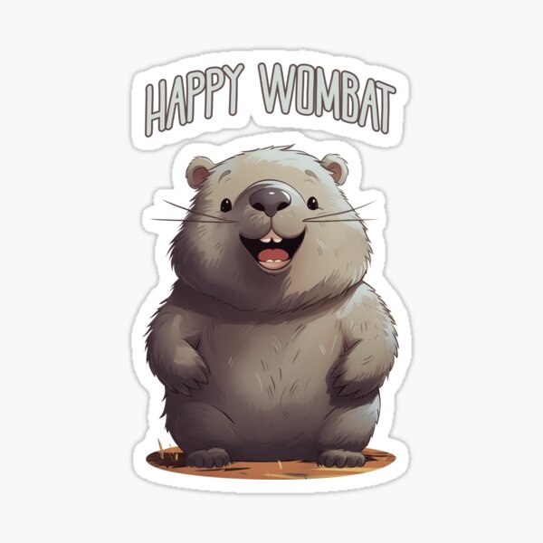 Vista previa del artículo con la obra «Wombat feliz», diseñado y vendido por AlchemyColor.