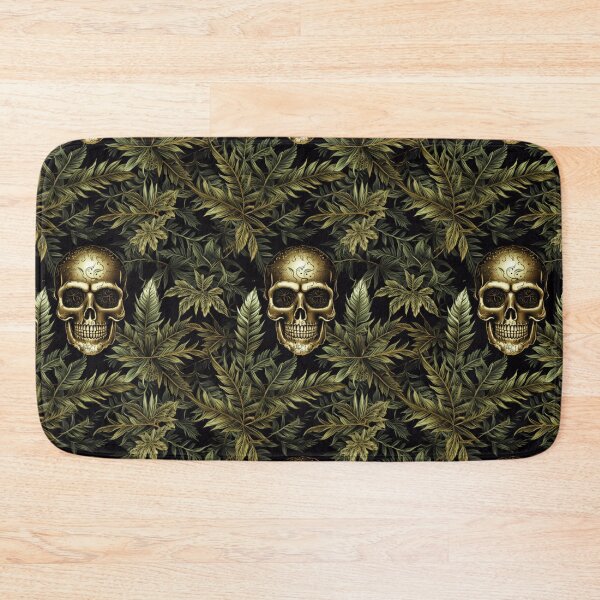 Item preview, Gold Skull Cannabis Leaves Weed Seamless Pattern designed and sold by MedicatedMedusa.