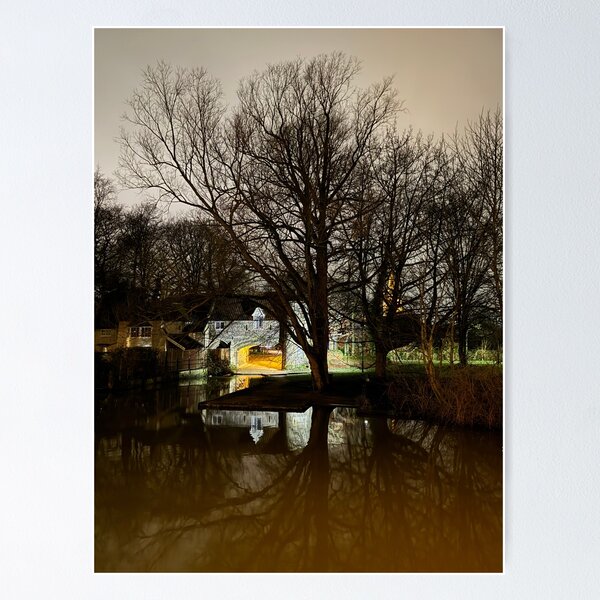 Item preview, Pulls Ferry on a wintry night in Norwich designed and sold by MyriadLifePhoto.