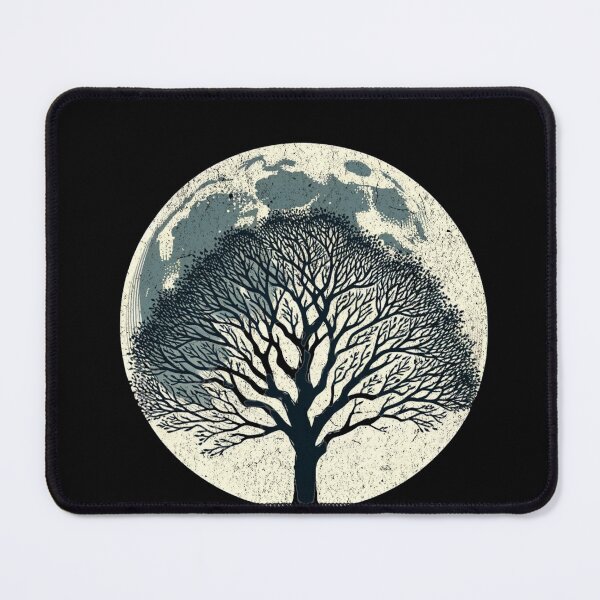 Item preview, "Lunar Silhouette Tree - Celestial Nature Illustration" designed and sold by ChromaticBlend.