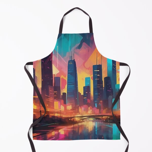 Item preview, Neon Dreams: Abstract Cityscape at Twilight's Embrace designed and sold by ArtComixHaven.
