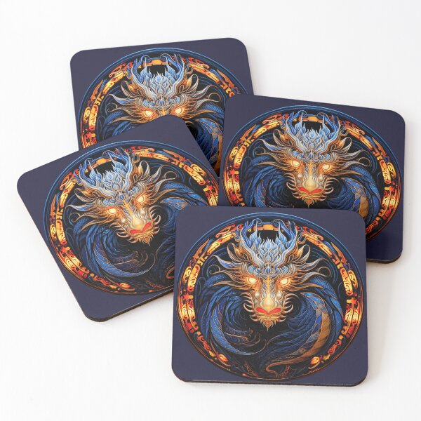 Item preview, Dragon art, Magic Blue Gold Dragon in Circle designed and sold by fansyartdesign.