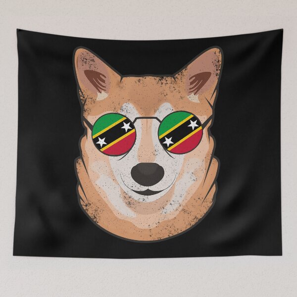 Item preview, Vintage Patriotic Shiba Inu Kittitian Flag designed and sold by feether-store.