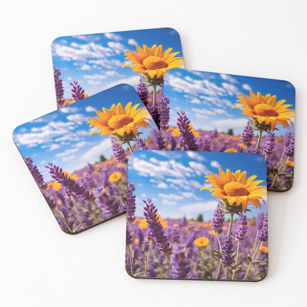 Item preview, A sunflower in a field of purple flowers designed and sold by johndesign88.