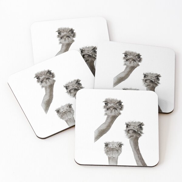 Item preview, Funny ostriches, pencil drawing by Anna Czarnecka designed and sold by BazankiArt.