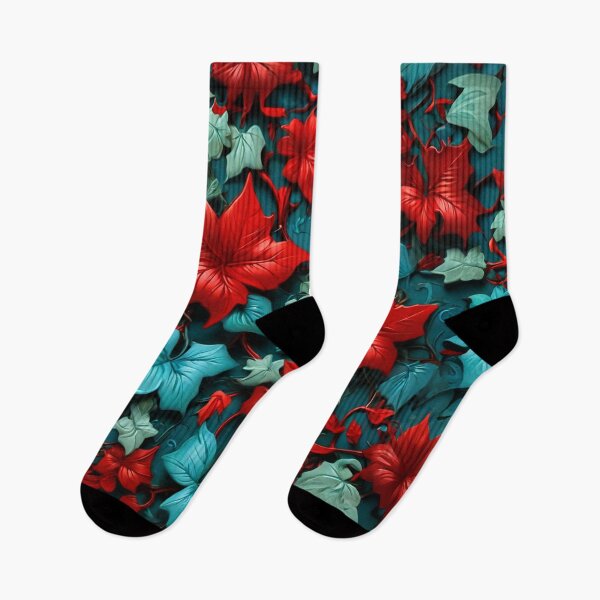 Item preview, Poisonous Ivy Leaves Red And Teal Décor designed and sold by SassyArtistry.