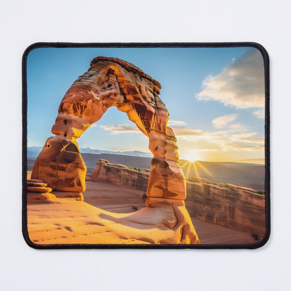 Item preview, A rock arch in the desert with arches national park in the background designed and sold by johndesign88.