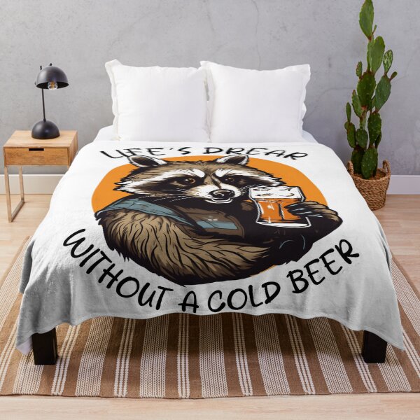 Item preview, raccoon drinking beer designed and sold by javierparra.