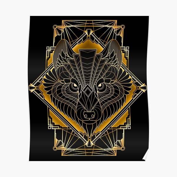 "Art Deco Wolf" Poster by ChocolateRaisin Redbubble