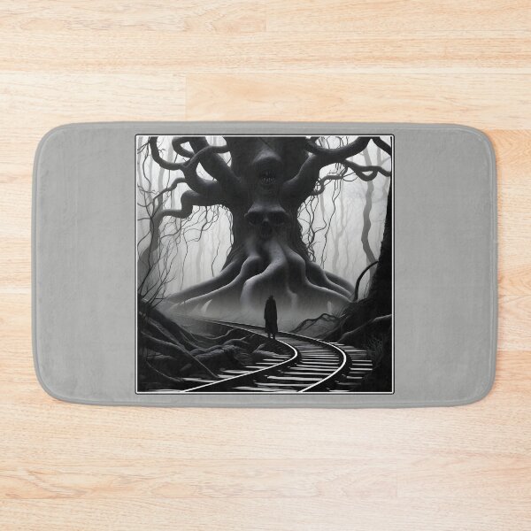 Item preview, Scary Train Tracks Eerie Train Trip Destination in Black and White designed and sold by Beachy.