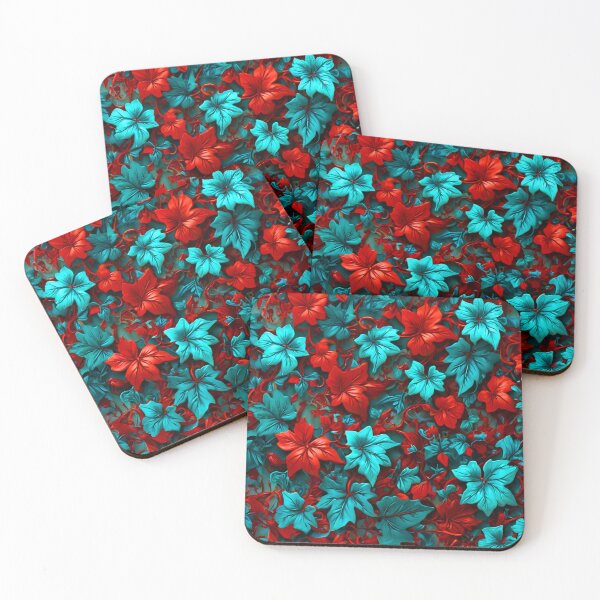 Item preview, Poison Ivy Leaves - Teal And Red Floral Décor designed and sold by SassyArtistry.