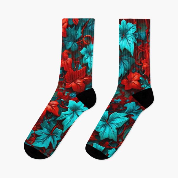 Item preview, Poison Ivy Leaves - Teal And Red Floral Décor designed and sold by SassyArtistry.