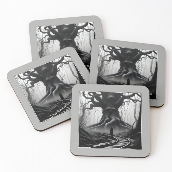 Item preview, Scary Train Tracks Eerie Train Trip Destination in Black and White designed and sold by Beachy.