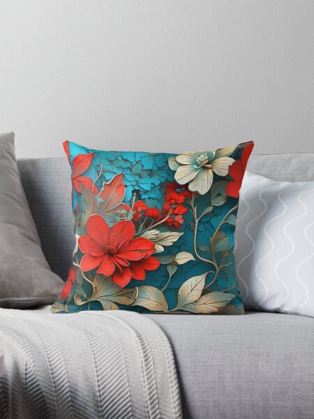 Item preview, Teal And Red Wildflowers - Golden Shine designed and sold by SassyArtistry.