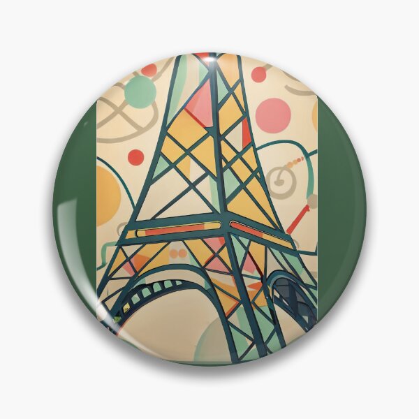 Item preview, Eiffel Tower Abstract Green and Beige MidCentury Art designed and sold by StudioEsMoncher.