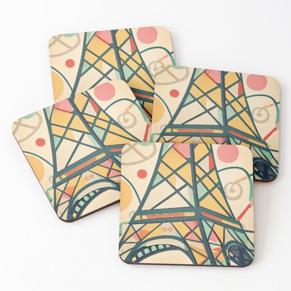 Item preview, Eiffel Tower Abstract Green and Beige MidCentury Art designed and sold by StudioEsMoncher.