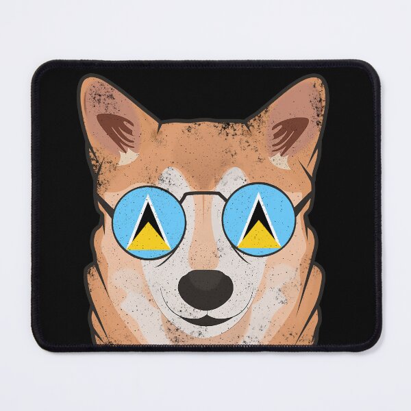 Item preview, Vintage Patriotic Shiba Inu Saint Lucian Flag designed and sold by feether-store.