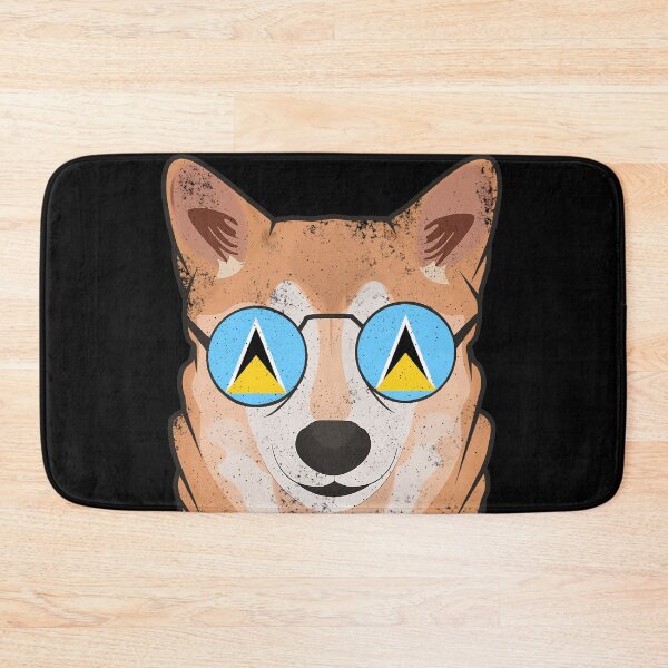 Item preview, Vintage Patriotic Shiba Inu Saint Lucian Flag designed and sold by feether-store.