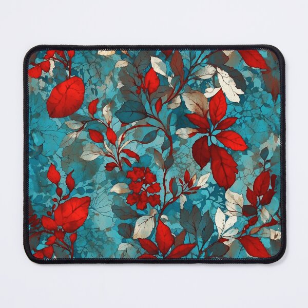 Item preview, Vintage Teal And Red flowers designed and sold by SassyArtistry.