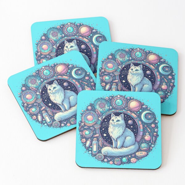 Item preview, Fluffy Magical Cosmic Kitty Cat Space Rainbow Galaxy Stars Kitten designed and sold by CoffeeIsATrip.