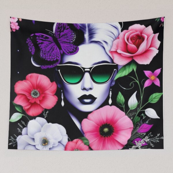 Aperçu de l'œuvre Imprimé de mode floral à inversion de couleur créée et vendue par Roxburylane.