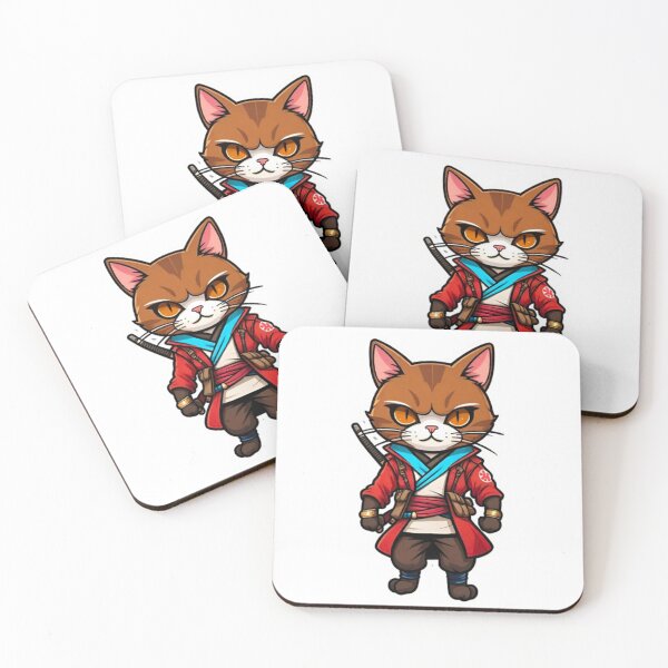 Item preview, Cute Brown cat assassin samurai Japan designed and sold by KorArtStudio.