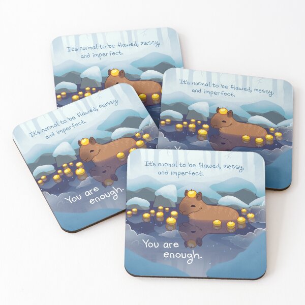 Item preview, "You are enough" Hot Spring Capybara designed and sold by thelatestkate.