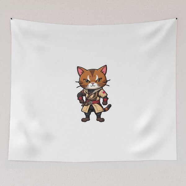 Item preview, Cool Brown cat assassin samurai Japan designed and sold by KorArtStudio.