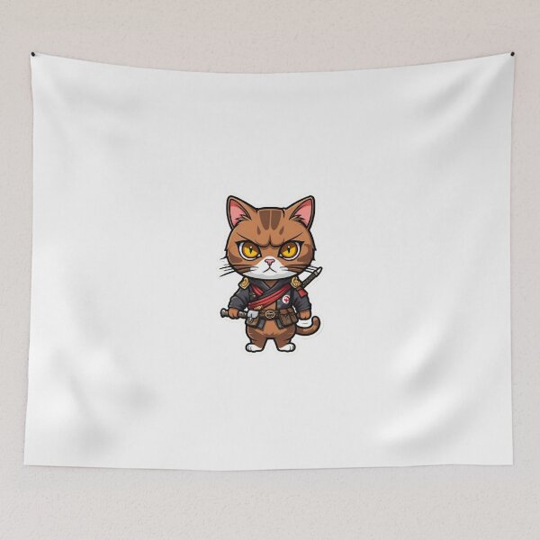 Item preview, Cute Brown cat assassin in Japan designed and sold by KorArtStudio.