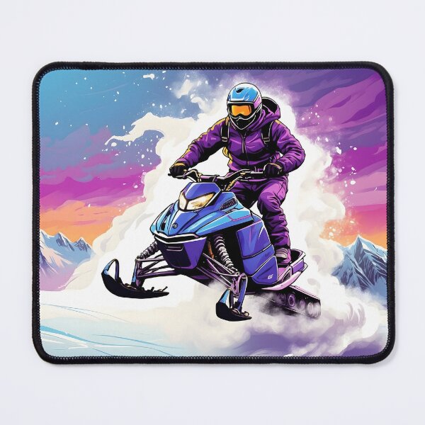 Item preview, Snowmobile Rider Soaring in Mountain Sunset Landscape - Extreme Sports designed and sold by MindfulVisionz.