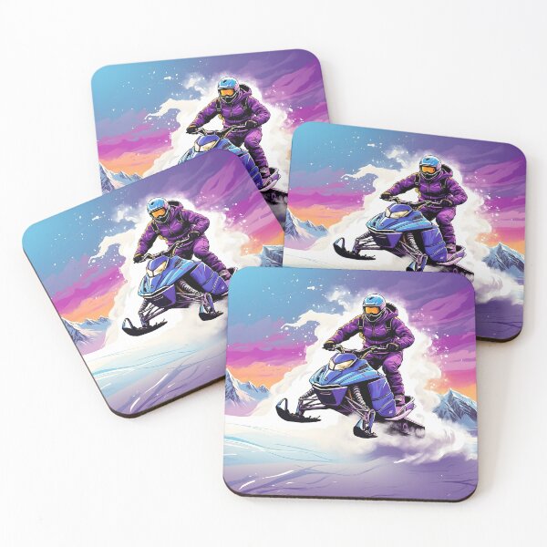 Item preview, Snowmobile Rider Soaring in Mountain Sunset Landscape - Extreme Sports designed and sold by MindfulVisionz.
