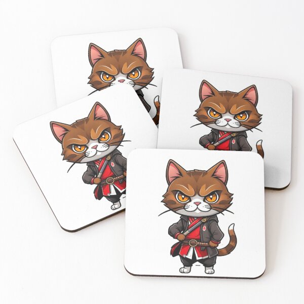 Item preview, Cute Brown cat assassin samurai in Japan designed and sold by KorArtStudio.