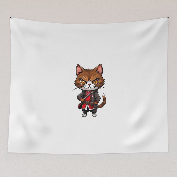 Item preview, Cute Brown cat assassin samurai in Japan designed and sold by KorArtStudio.