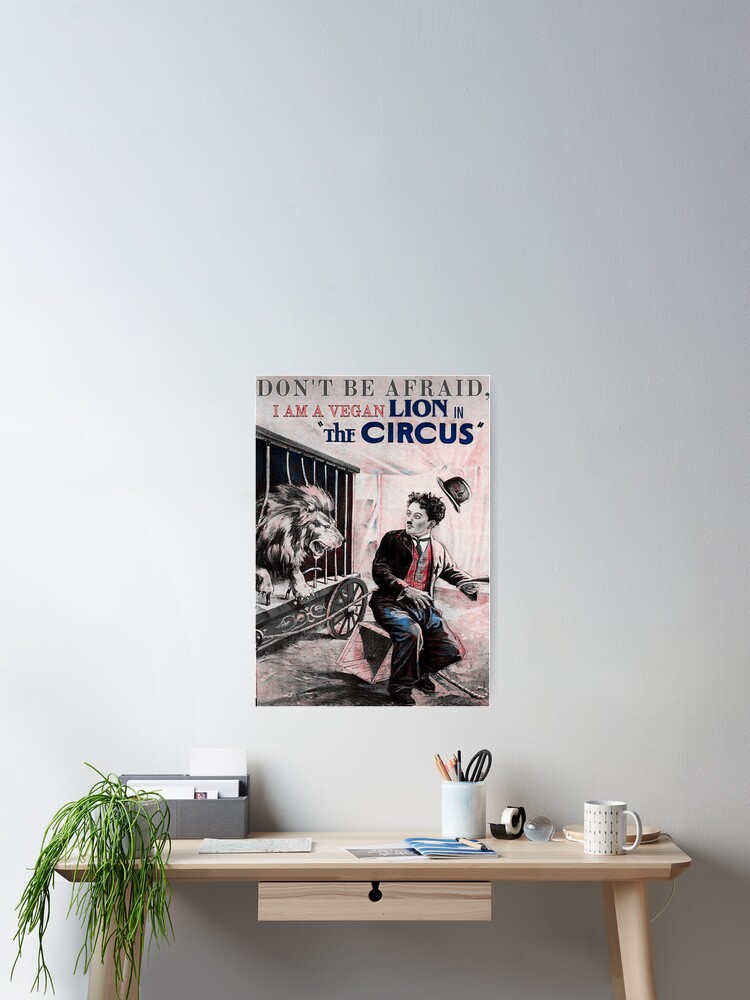 Thumbnail 2 of 3, Poster, Lion in the circus funny meme with Charlie Chaplin in 1928 designed and sold by Coollzone.
