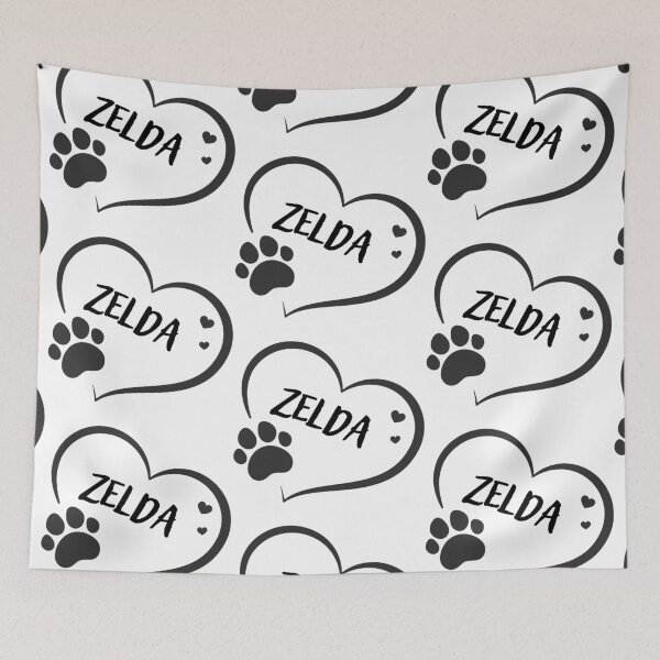 Item preview, Zelda pet dog or cat name in a heart with a paw, great gift for dog or cat owners designed and sold by OCS1337.