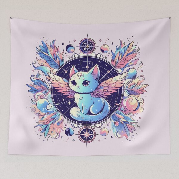 Item preview, Angel angelic Kitty Cat Space Compass Galaxy Stars Fluffy Kitten designed and sold by CoffeeIsATrip.