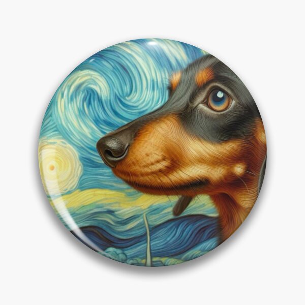 Item preview, Perro salchicha de la noche estrellada - Doxie al estilo Vincent Van Gogh designed and sold by Star-Fragment.