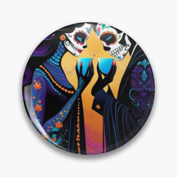 Item preview, Colorful Floral Sugar Skull Couple designed and sold by TheDarkWardrobe.