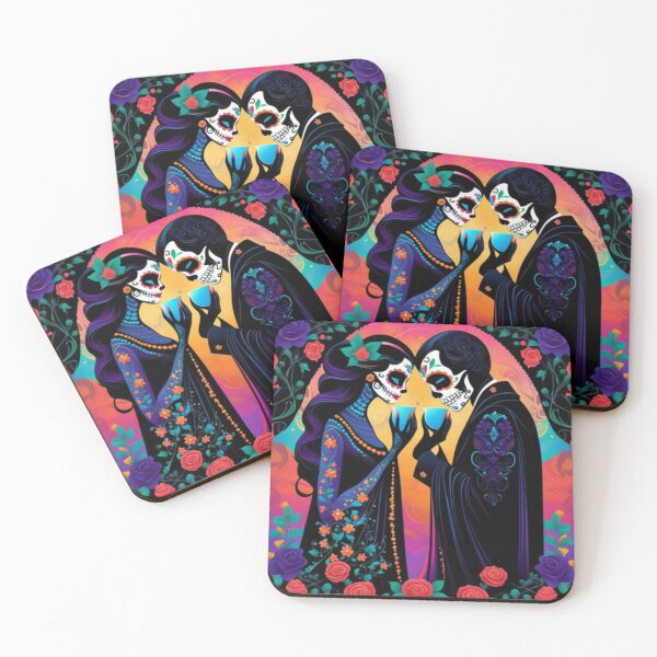 Item preview, Colorful Floral Sugar Skull Couple designed and sold by TheDarkWardrobe.