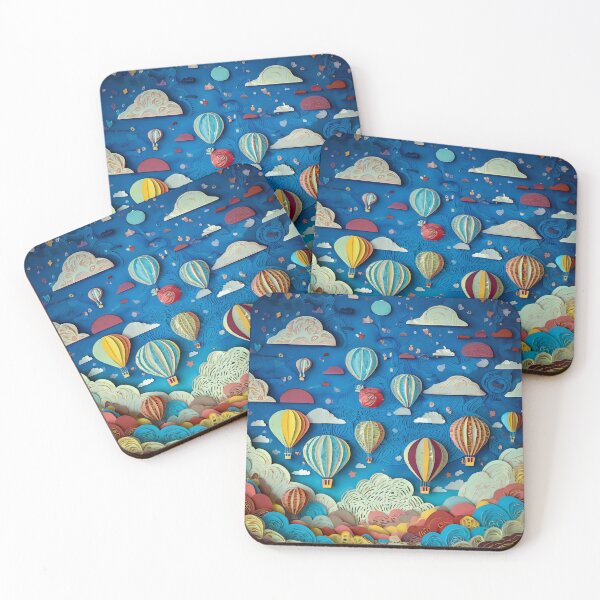 Item preview, Whimsical hot air balloons navigating through the clouds designed and sold by creativekrish.