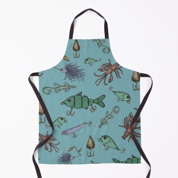Item preview, Fishing Tackle, Bait, Lure Seamless Standard Repeat Pattern on Light Blue designed and sold by ThomaHouse.