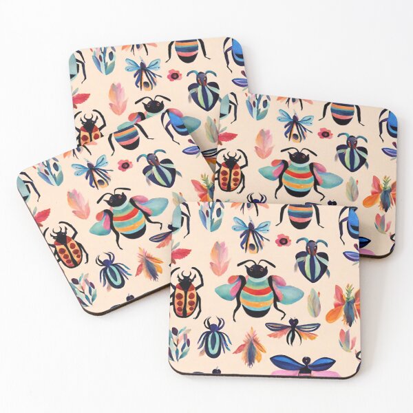 Item preview, Boho Abstract Imaginary Insects Bugs Floral Folk Art Pattern gift for nature lover designed and sold by CORINNE W.