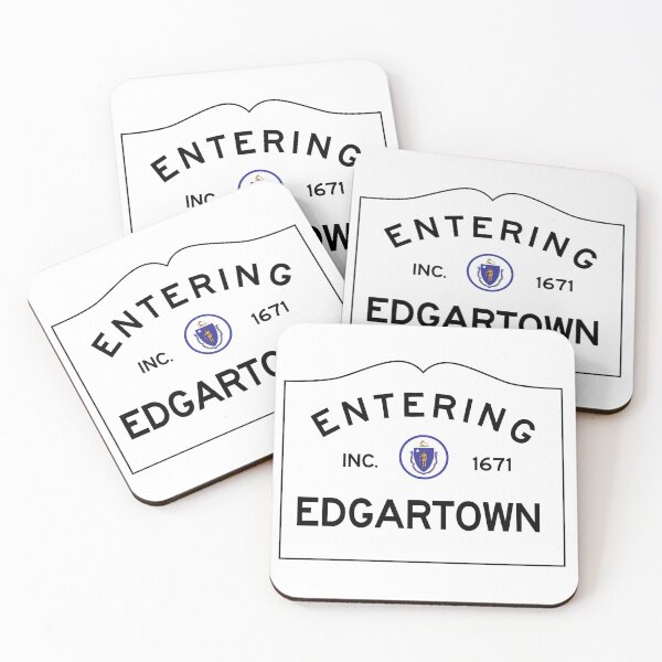 Entering Edgartown - Commonwealth of Massachusetts Road Sign - Martha's Vineyard Coasters (Set of 4)